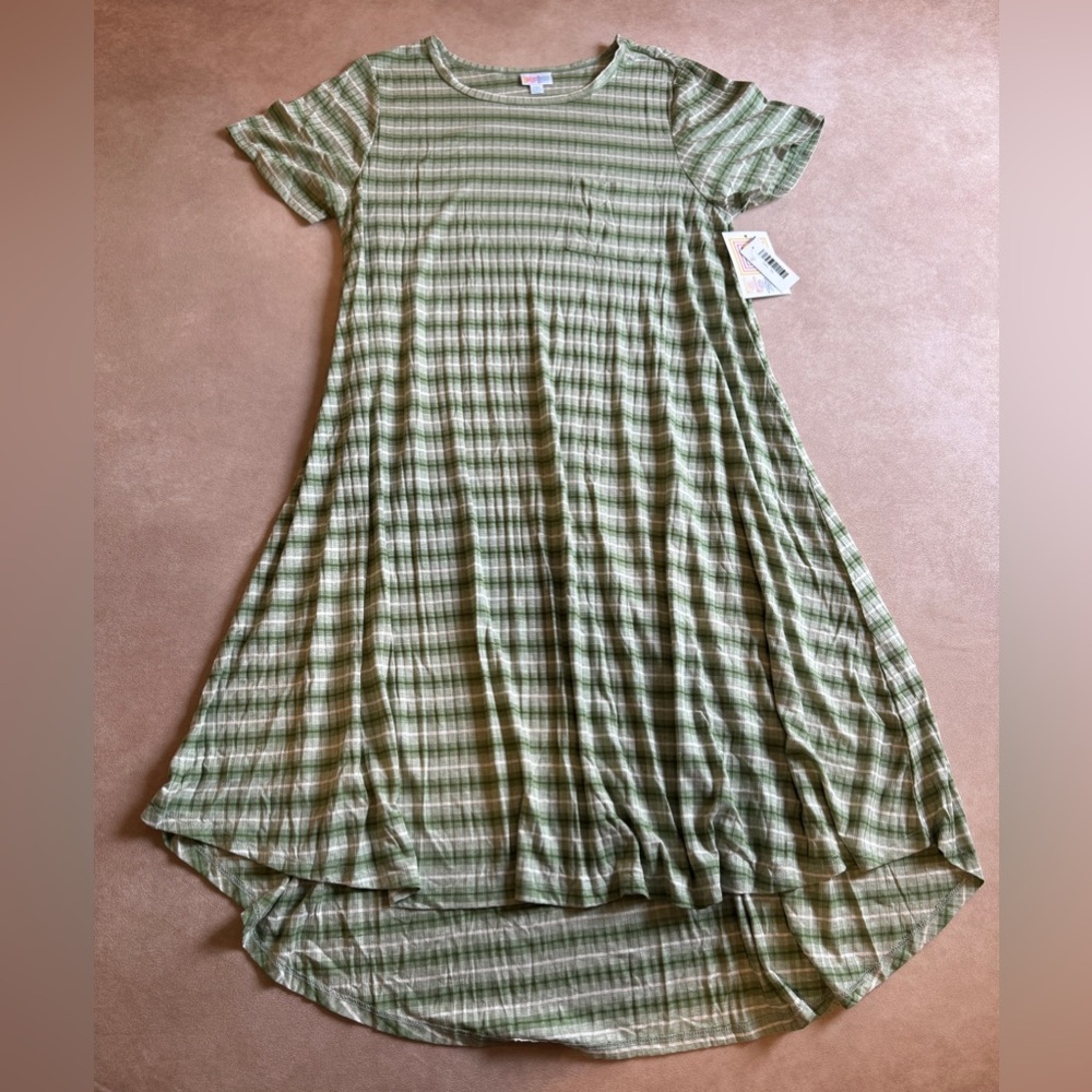 LulaRoe Carly High Low Swing Dress • size 2XL • NWT • Navy and Gold